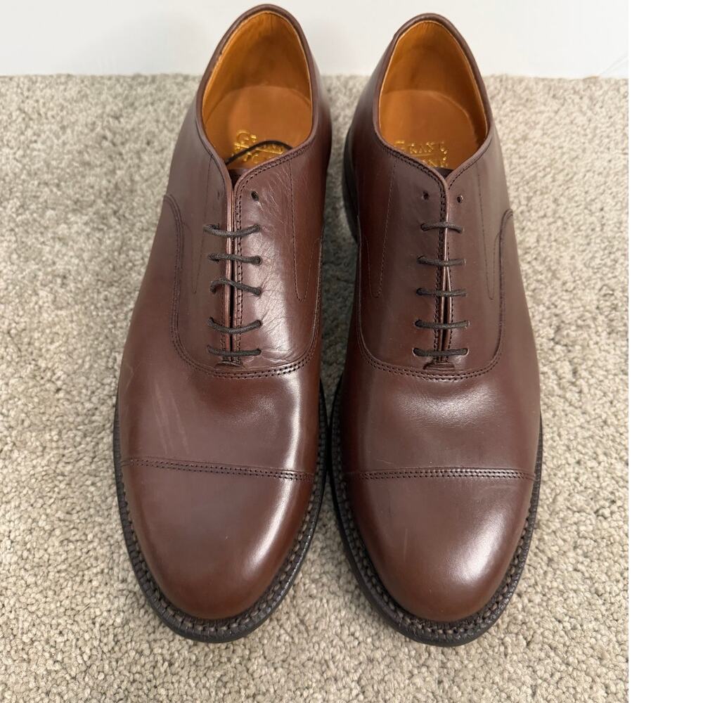 New Grant Stone Cap Toe Oxford Brown Leather Dress Shoes 9E
